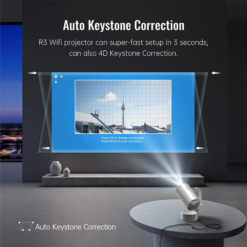 WZATCO CR3P Android 13 5G WiFi Smart Auto Focus Full HD 1080P Projector LED Video Home Theater Proyector Beamer Built-in battery
