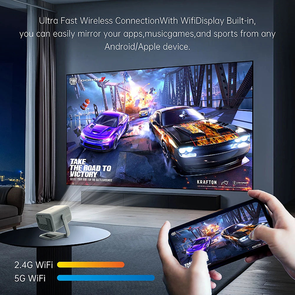 WZATCO New CR2P Auto Focus Full HD 1080P Projector LED Android 5G WiFi Smart Video game Home Theater Proyector Beamer support 4K