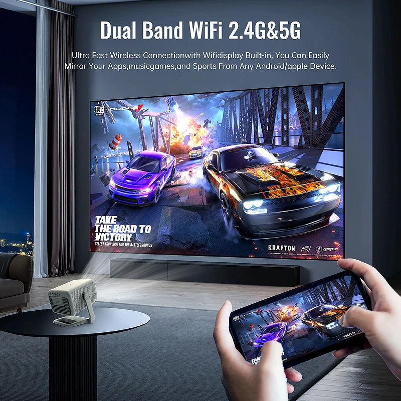 WZATCO New CR2P Auto Focus Full HD 1080P Projector LED Android 5G WiFi Smart Video game Home Theater Proyector Beamer support 4K