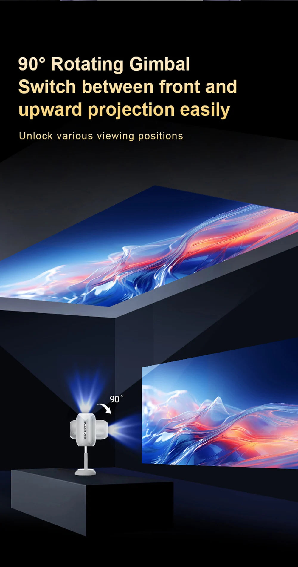 WZATCO T6 Full HD 1080P Projector 4K Android 5G WiFi Portable Home TheaterProjetor Smart Beamer Proyect Movie Freestyle Ceiling