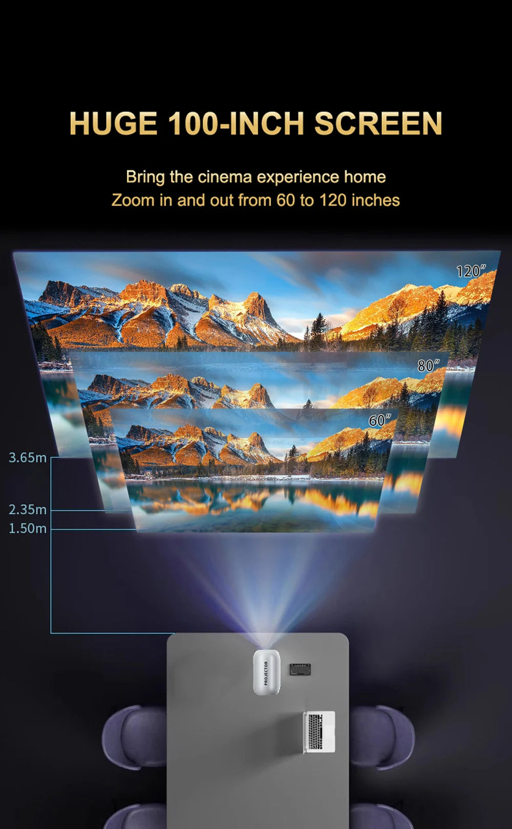 WZATCO T6 Full HD 1080P Projector 4K Android 5G WiFi Portable Home TheaterProjetor Smart Beamer Proyect Movie Freestyle Ceiling