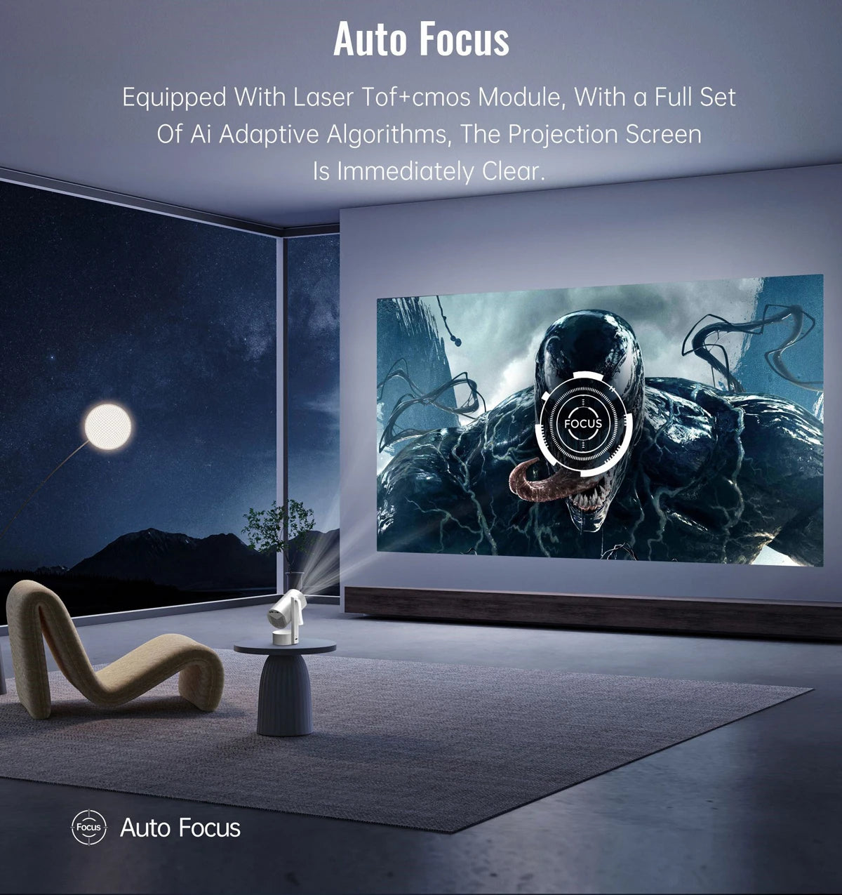 WZATCO CR3P Android 13 5G WiFi Smart Auto Focus Full HD 1080P Projector LED Video Home Theater Proyector Beamer Built-in battery