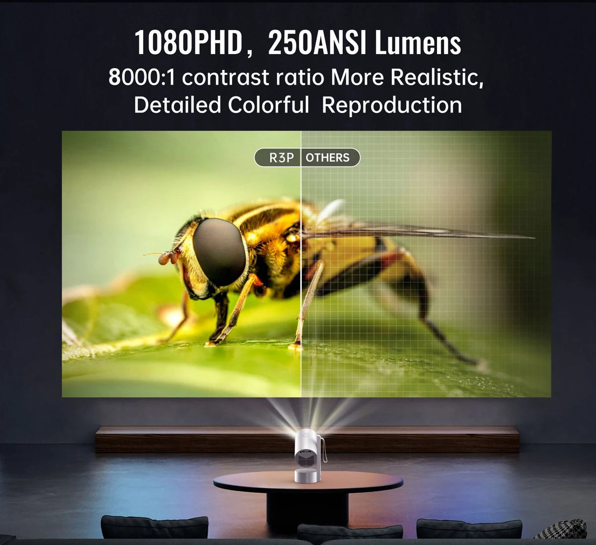 WZATCO CR3P Android 13 5G WiFi Smart Auto Focus Full HD 1080P Projector LED Video Home Theater Proyector Beamer Built-in battery