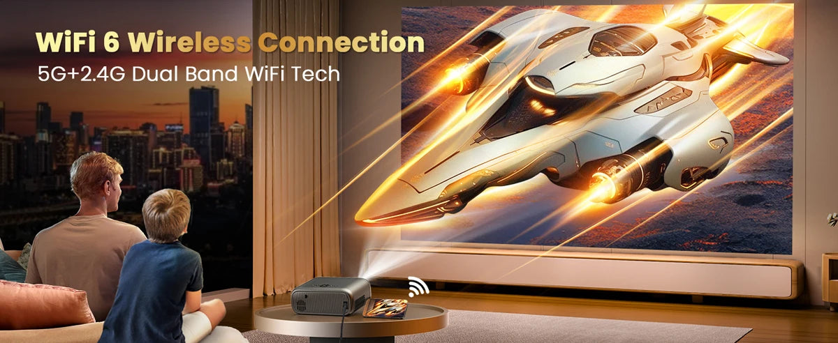 WZATCO New P4 Smart Android WiFi Full HD 1080P Projector 4K Portable Projectors 3D Video Home Theater LCD Beamer Proyector