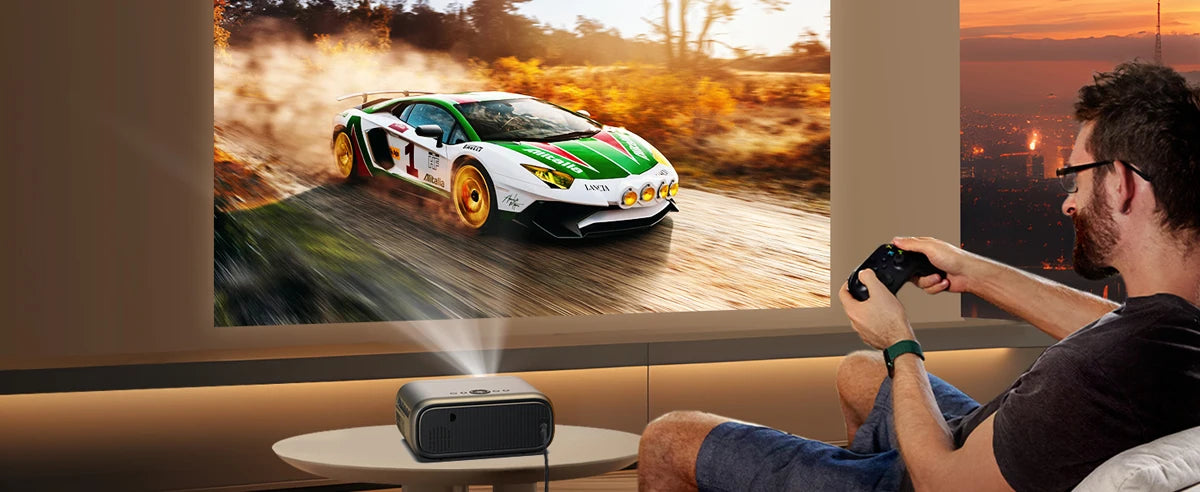 WZATCO New P4 Smart Android WiFi Full HD 1080P Projector 4K Portable Projectors 3D Video Home Theater LCD Beamer Proyector