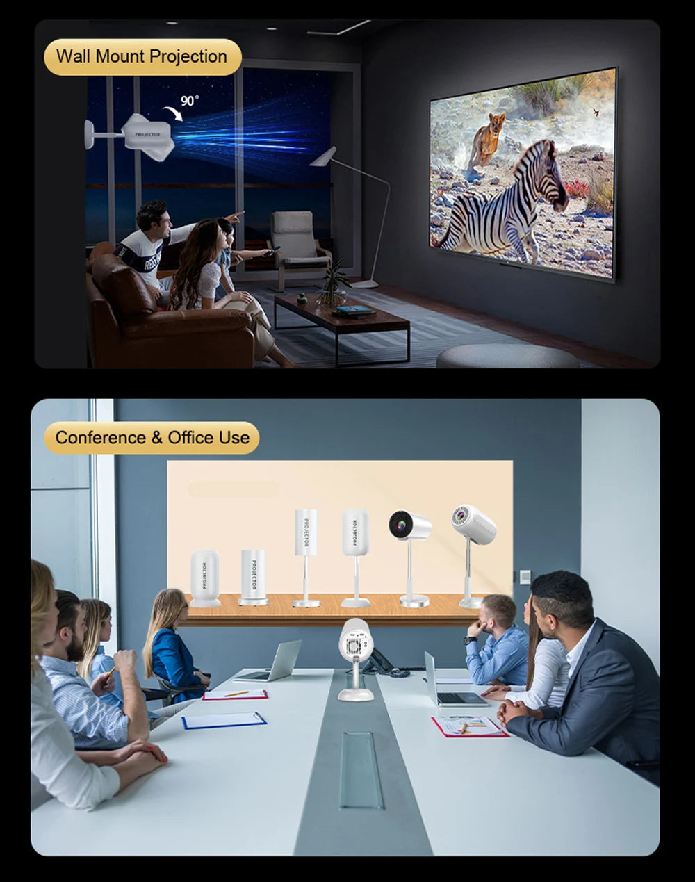 WZATCO T6 Full HD 1080P Projector 4K Android 5G WiFi Portable Home TheaterProjetor Smart Beamer Proyect Movie Freestyle Ceiling